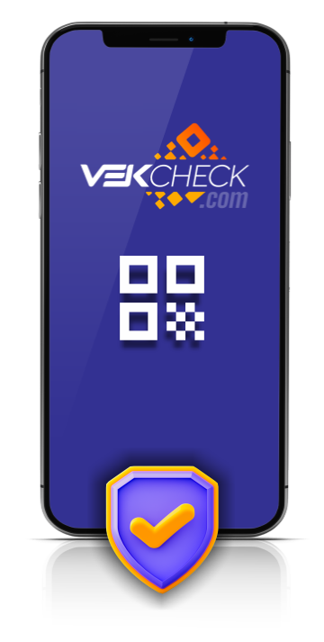 smartphone con codigo qr y logo VEKCHECK